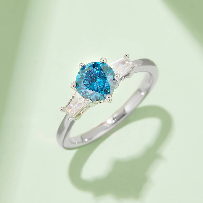 Classic宝格丽S925银镀白金MoissaniteWomen's Ring1ctD级